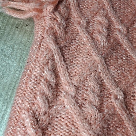 Little Lass Blush Pink Sleeveless Frayed Hem Sparkly Knit Turtle Neck Sweater 2T - Picture 10 of 14